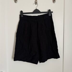 H&M Black Linen Blend Bermuda Shorts